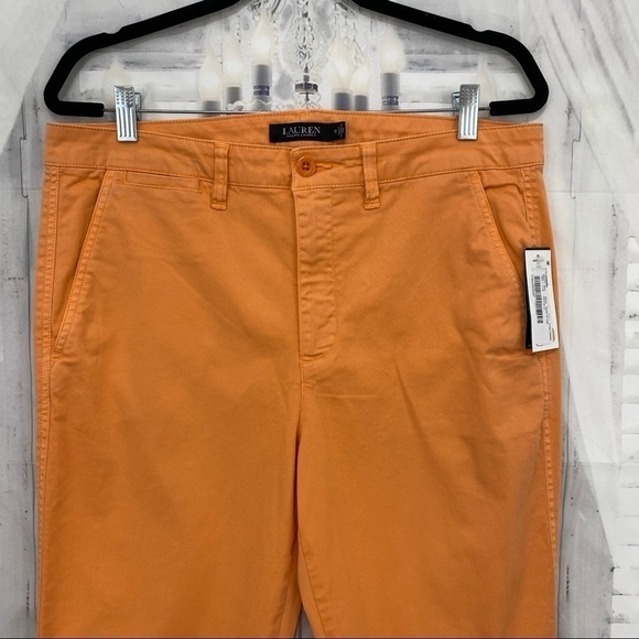 Ralph Lauren Women Solid Orange Capri Ankle Crop Pants Jeans High Rise 28 Inseam - Picture 2 of 8
